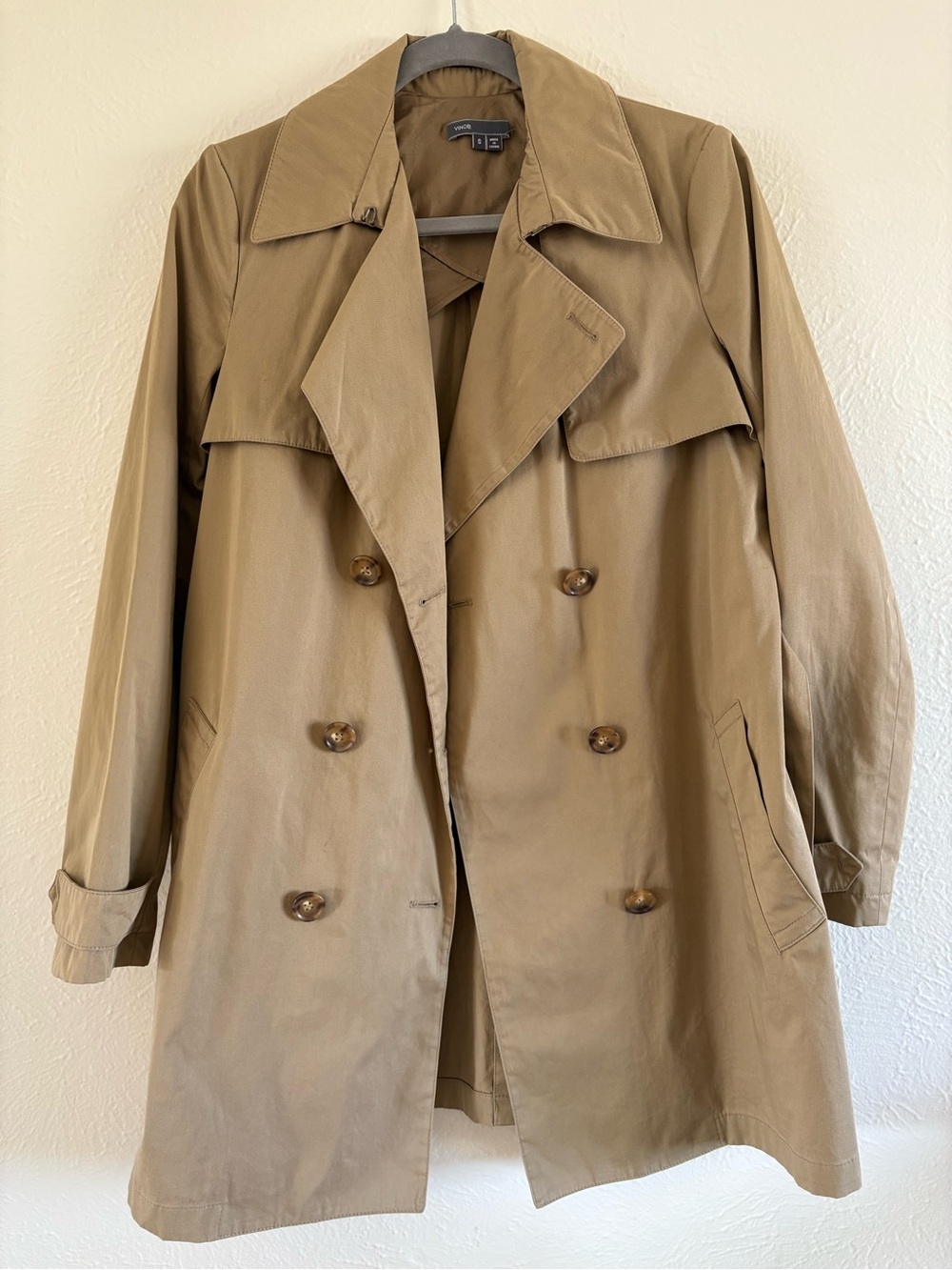 Vince Classic Tan Double Breasted Trench Coat Size Small